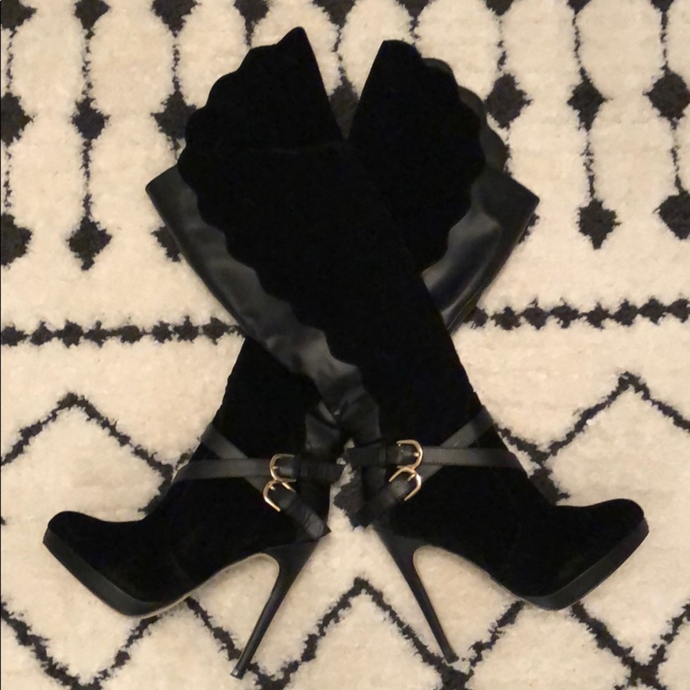 Black over the knee platform boots • size 6